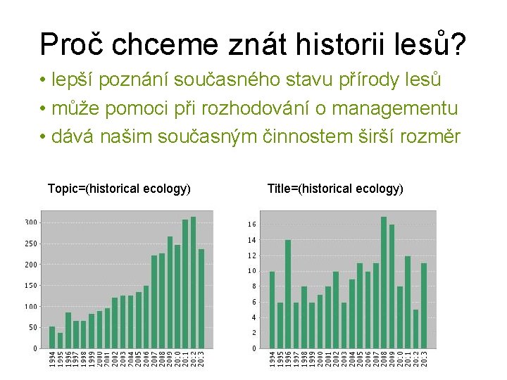 Proč chceme znát historii lesů? • lepší poznání současného stavu přírody lesů • může