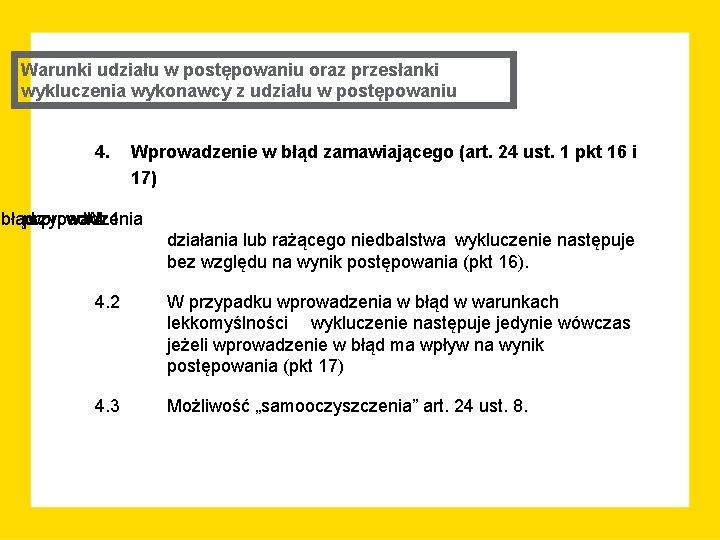 Warunki udziału w postępowaniu oraz przesłanki wykluczenia wykonawcy z udziału w postępowaniu 4. Wprowadzenie