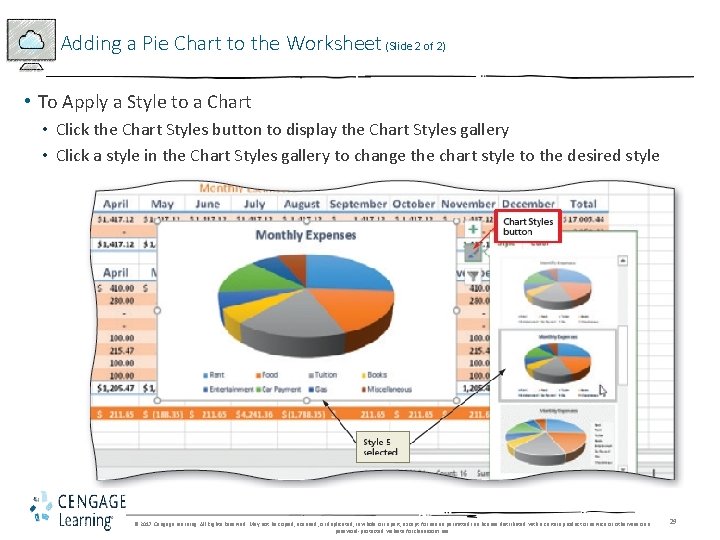 Adding a Pie Chart to the Worksheet (Slide 2 of 2) • To Apply