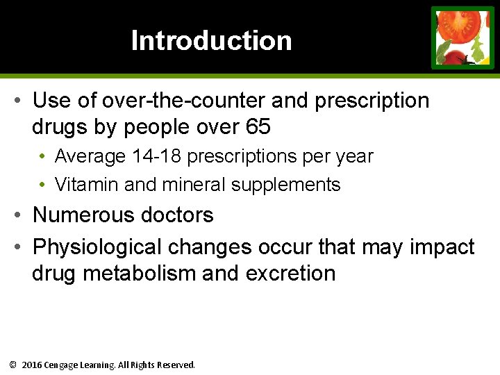 Introduction • Use of over-the-counter and prescription drugs by people over 65 • Average