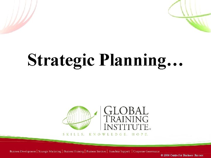 Strategic Planning… © 2006 Centre for Business Success 