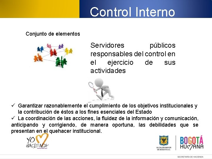 Control Interno Conjunto de elementos Servidores públicos responsables del control en el ejercicio de