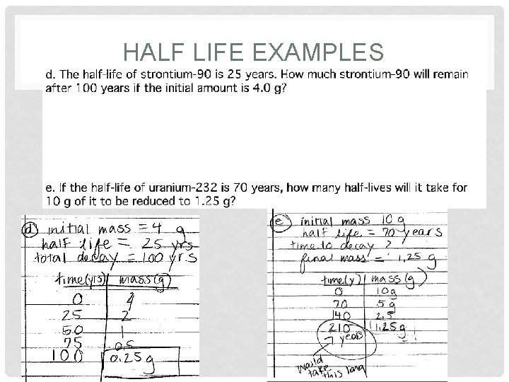 HALF LIFE EXAMPLES 