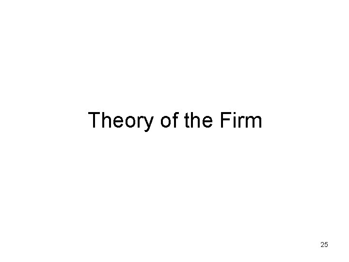 Theory of the Firm 25 