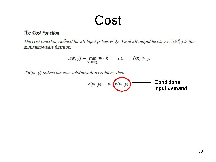 Cost Conditional input demand 28 