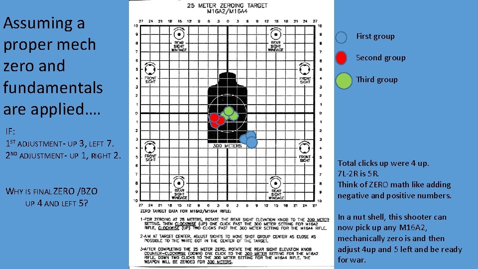 Assuming a proper mech zero and fundamentals are applied…. IF: 1 ST ADJUSTMENT- UP