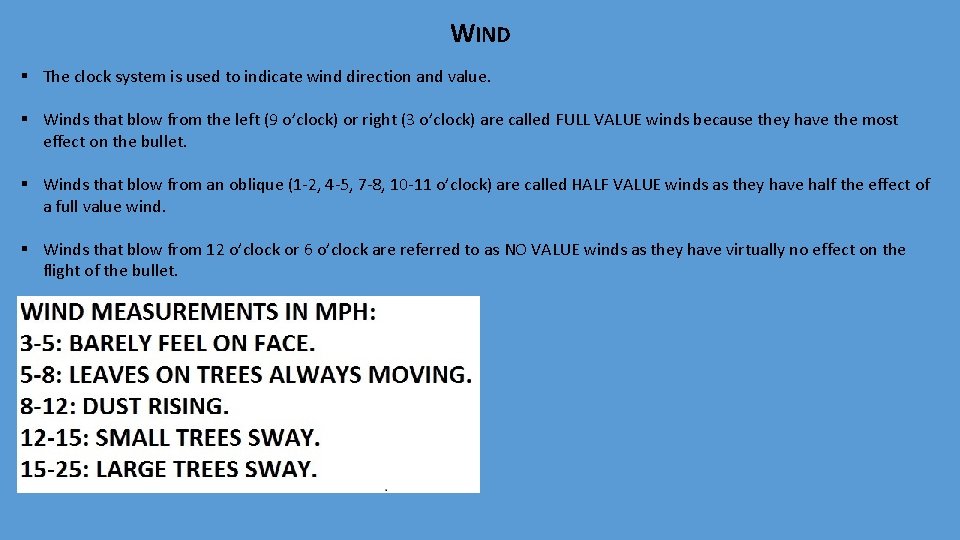 WIND § The clock system is used to indicate wind direction and value. §