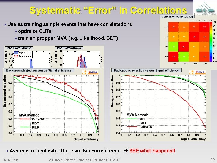 Systematic “Error” in Correlations • Use as training sample events that have correlatetions •