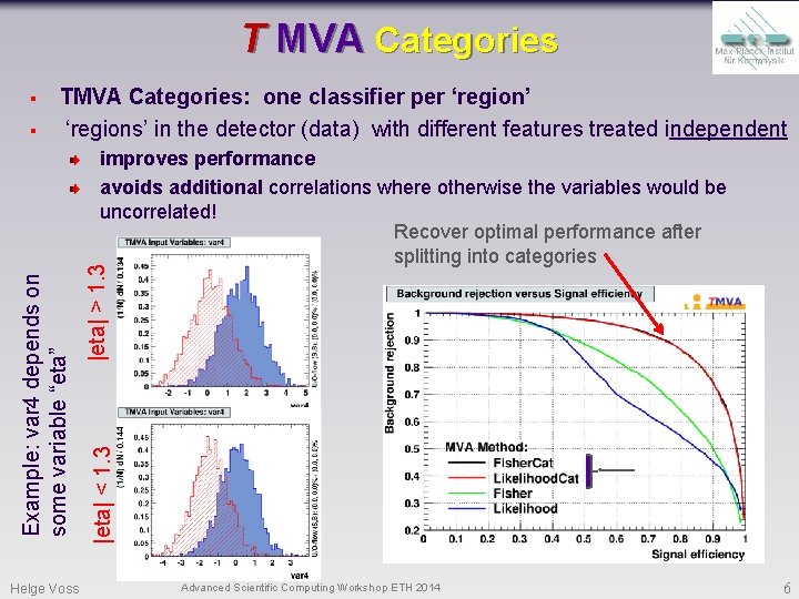 T MVA Categories § § TMVA Categories: one classifier per ‘region’ ‘regions’ in the