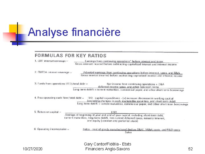 Analyse financière 10/27/2020 Gary Cantor/Fidélia - Etats Financiers Anglo-Saxons 52 