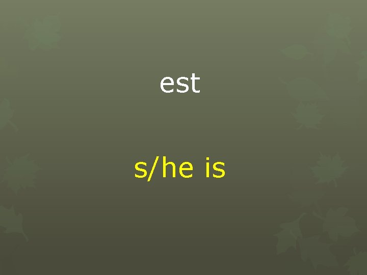 est s/he is 