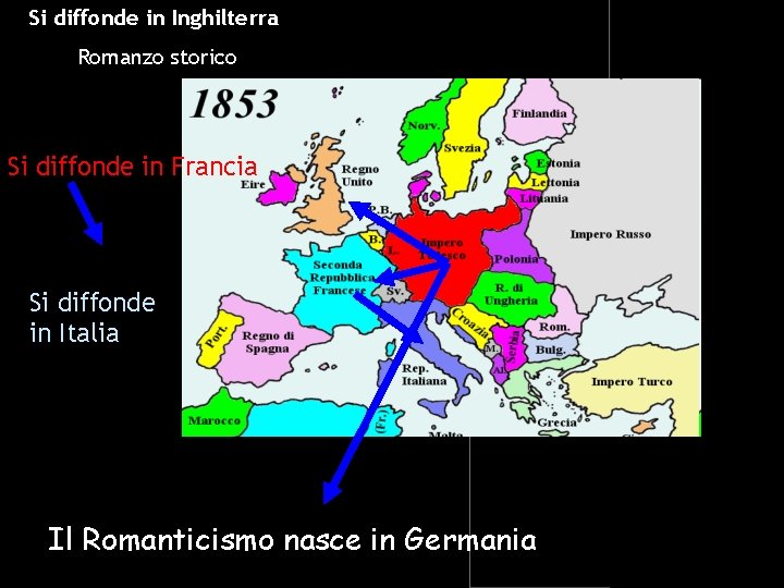 Si diffonde in Inghilterra Romanzo storico Si diffonde in Francia Si diffonde in Italia