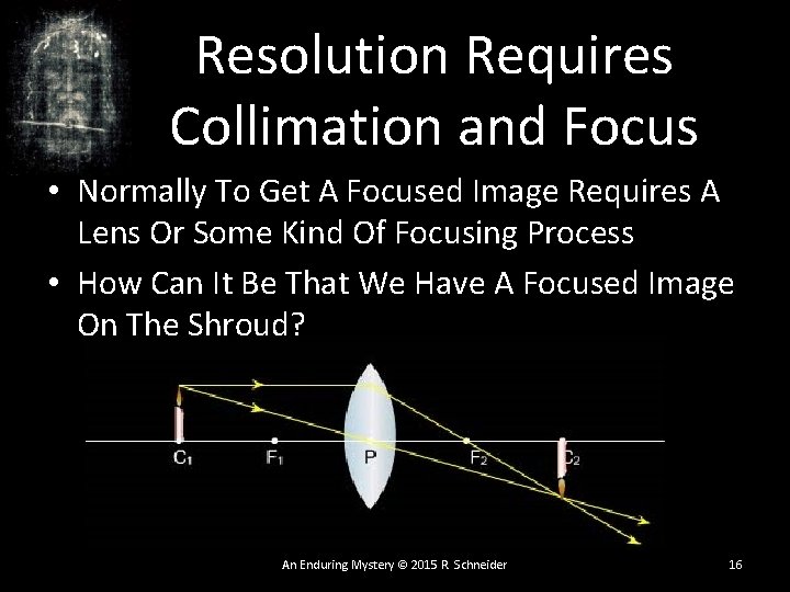 Resolution Requires Collimation and Focus • Normally To Get A Focused Image Requires A Resolution Requires Collimation and Focus • Normally To Get A Focused Image Requires A