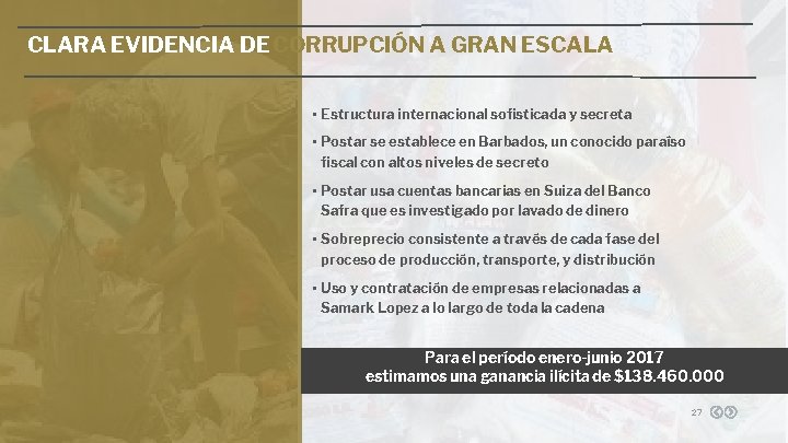 CLARA EVIDENCIA DE CORRUPCIÓN A GRAN ESCALA • Estructura internacional sofisticada y secreta • CLARA EVIDENCIA DE CORRUPCIÓN A GRAN ESCALA • Estructura internacional sofisticada y secreta •