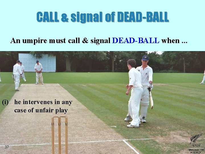 CALL & signal of DEAD-BALL An umpire must call & signal DEAD-BALL when. .