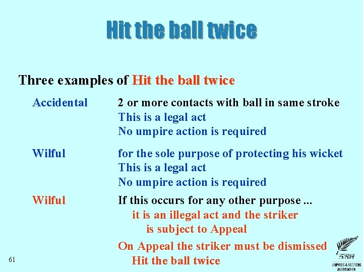 Hit the ball twice Three examples of Hit the ball twice Accidental 2 or