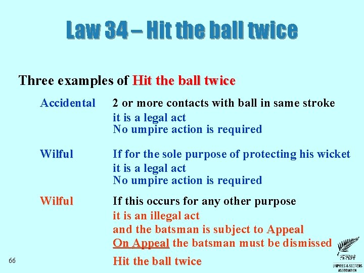 Law 34 – Hit the ball twice Three examples of Hit the ball twice