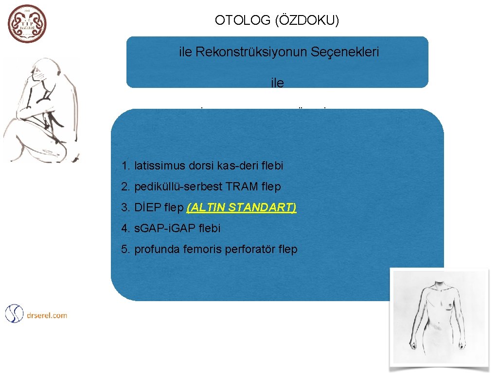 OTOLOG (ÖZDOKU) ile Rekonstrüksiyonun Seçenekleri ile İLE REKONSTRÜKSİYON 1. latissimus dorsi kas-deri flebi 2.