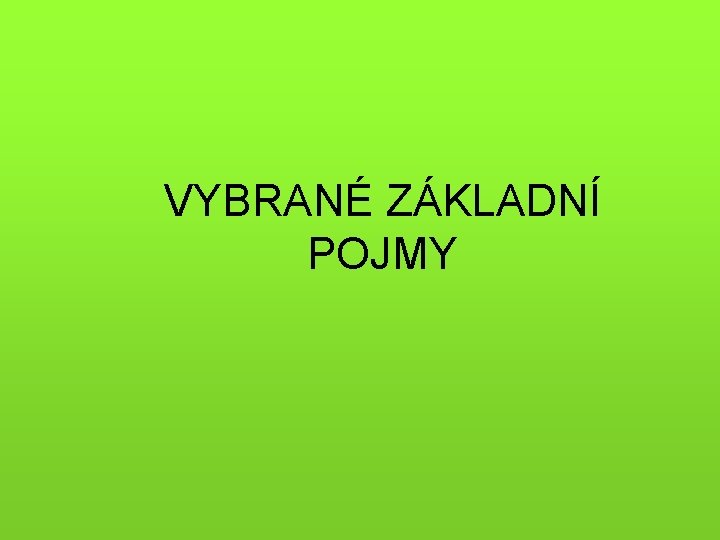 VYBRANÉ ZÁKLADNÍ POJMY 