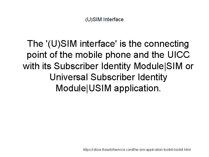 (U)SIM Interface 1 The '(U)SIM interface' is the connecting point of the mobile phone