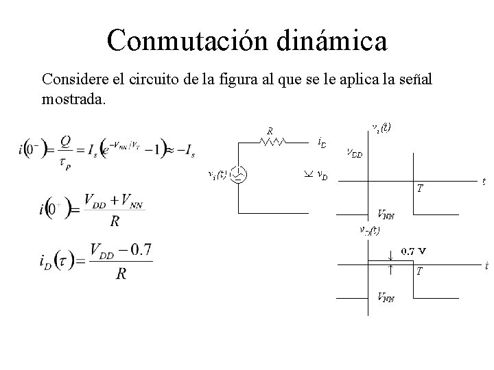 Conmutación dinámica Considere el circuito de la figura al que se le aplica la