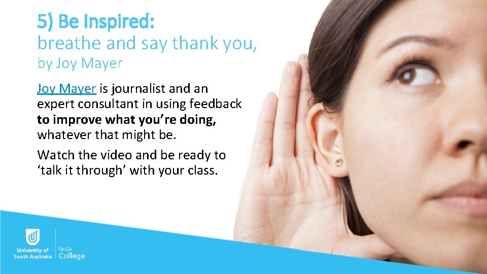 5) Be Inspired: breathe and say thank you, by Joy Mayer is journalist and