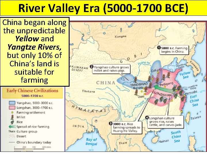 River Valley Era (5000 -1700 BCE) China began along the unpredictable Yellow and Yangtze