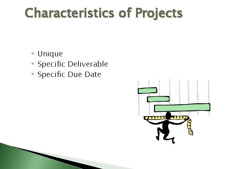 Characteristics of Projects Unique Specific Deliverable Specific Due Date Characteristics of Projects Unique Specific Deliverable Specific Due Date