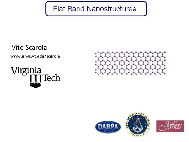 Flat Band Nanostructures Vito Scarola www. phys. vt. edu/scarola 