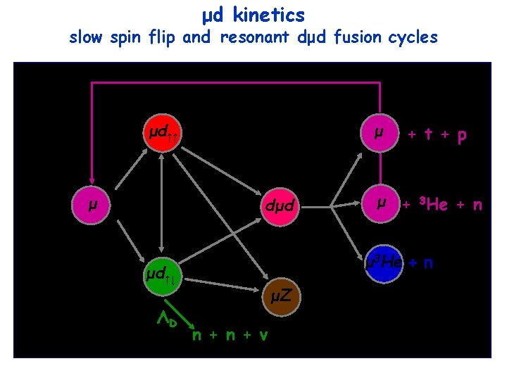 μd kinetics slow spin flip and resonant dμd fusion cycles μd↑↑ μ μ dμd
