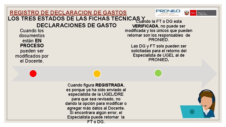 REGISTRO DE DECLARACION DE GASTOS LOS TRES ESTADOS DE LAS FICHAS TECNICAS Y Cuando