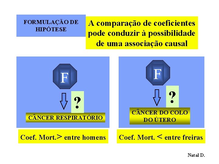 FORMULAÇÃO DE HIPÓTESE A comparação de coeficientes pode conduzir à possibilidade de uma associação