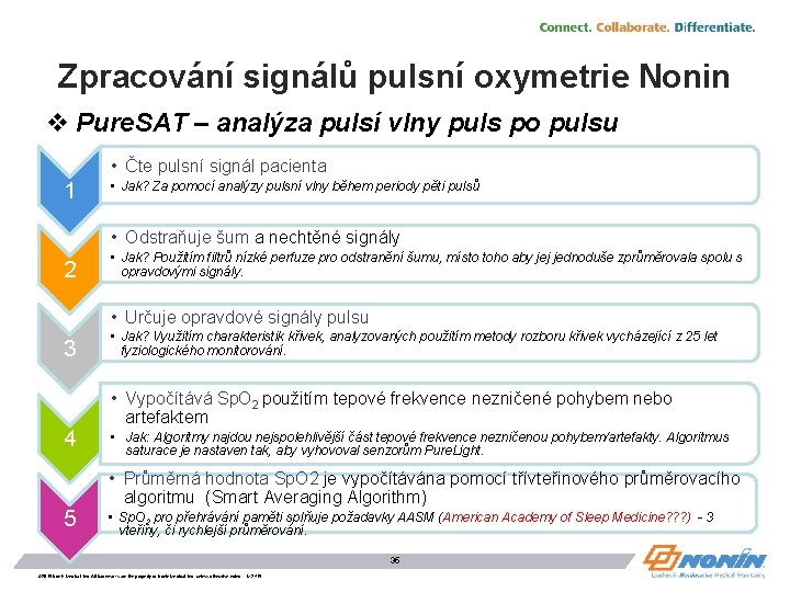 Zpracování signálů pulsní oxymetrie Nonin v Pure. SAT – analýza pulsí vlny puls po