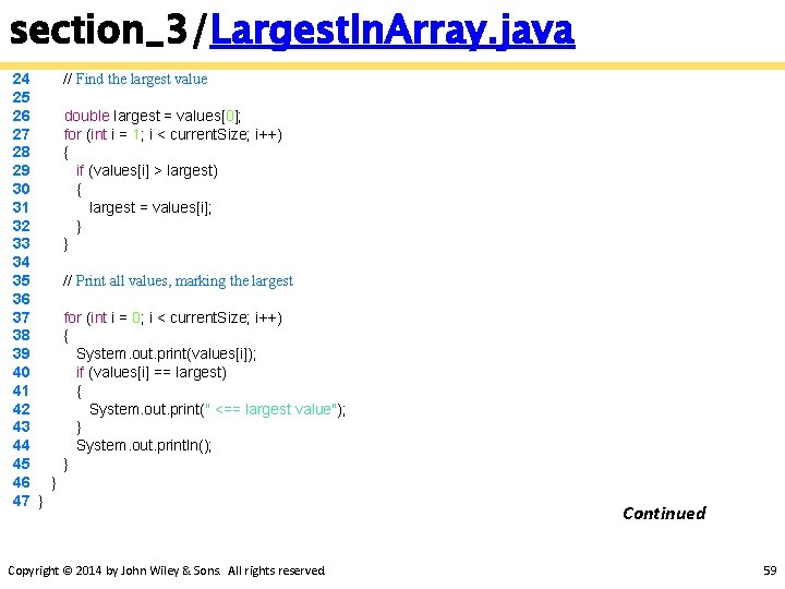 section_3/Largest. In. Array. java 24 25 26 27 28 29 30 31 32 33