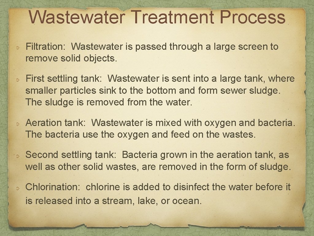 Wastewater Treatment Process Filtration: Wastewater is passed through a large screen to remove solid