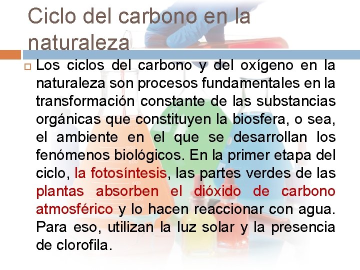 Ciclo del carbono en la naturaleza Los ciclos del carbono y del oxígeno en