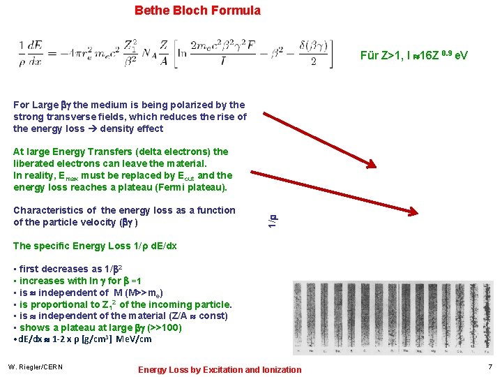 Bethe Bloch Formula Für Z>1, I 16 Z 0. 9 e. V For Large