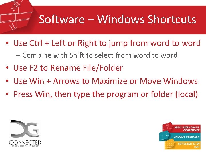 Software – Windows Shortcuts • Use Ctrl + Left or Right to jump from Software – Windows Shortcuts • Use Ctrl + Left or Right to jump from