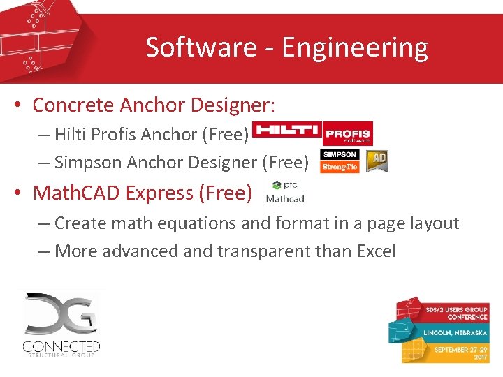 Software - Engineering • Concrete Anchor Designer: – Hilti Profis Anchor (Free) – Simpson Software - Engineering • Concrete Anchor Designer: – Hilti Profis Anchor (Free) – Simpson
