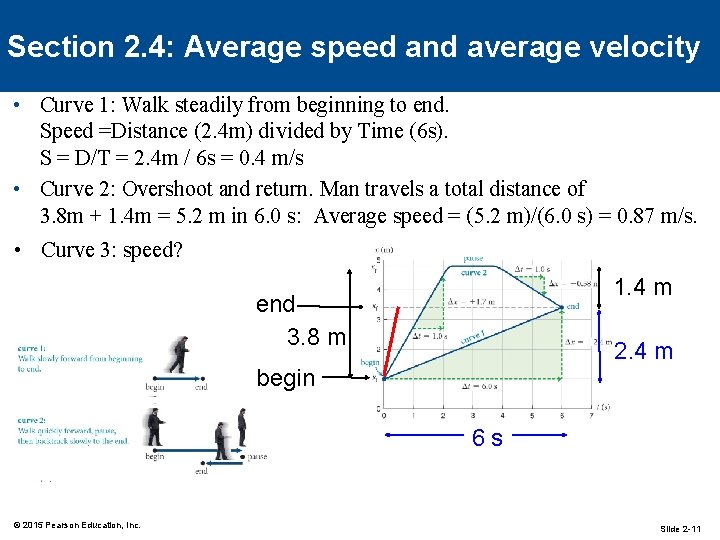 Section 2. 4: Average speed and average velocity • Curve 1: Walk steadily from
