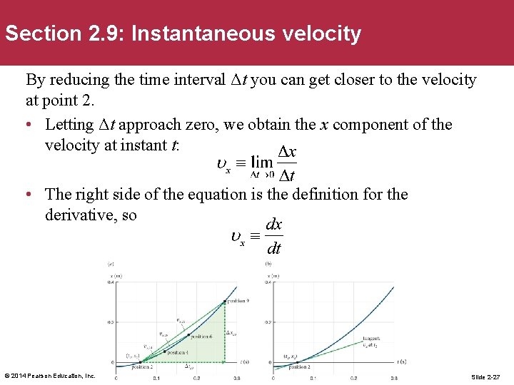 Section 2. 9: Instantaneous velocity By reducing the time interval Δt you can get