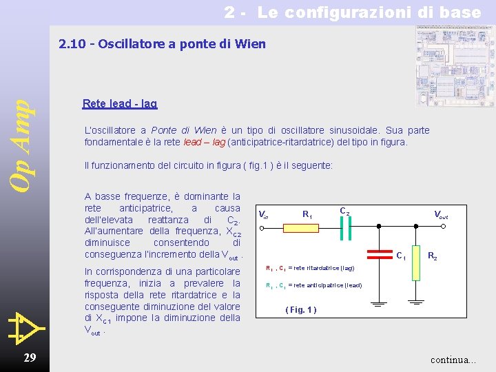 2 - Le configurazioni di base Op Amp 2. 10 - Oscillatore a ponte