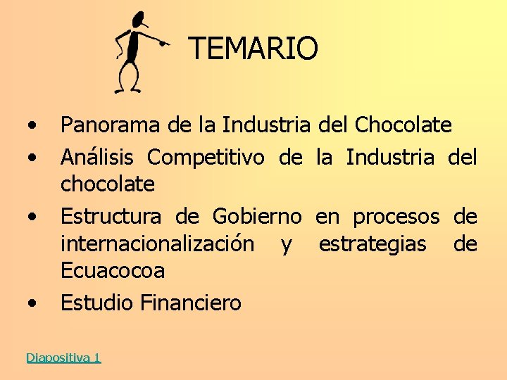 TEMARIO • • Panorama de la Industria del Chocolate Análisis Competitivo de la Industria