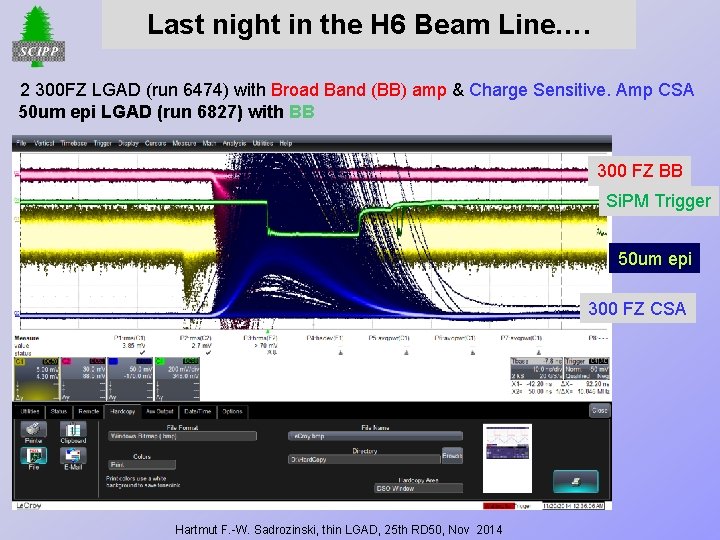 Last night in the H 6 Beam Line…. 2 300 FZ LGAD (run 6474)