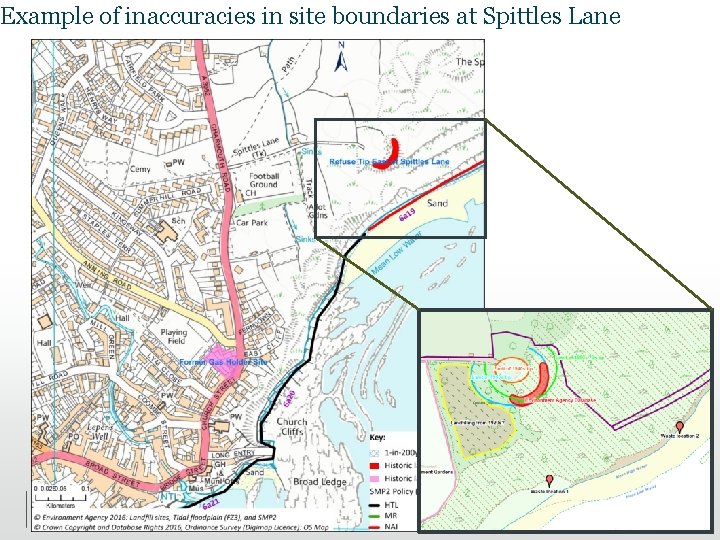 Example of inaccuracies in site boundaries at Spittles Lane Example of inaccuracies in site boundaries at Spittles Lane