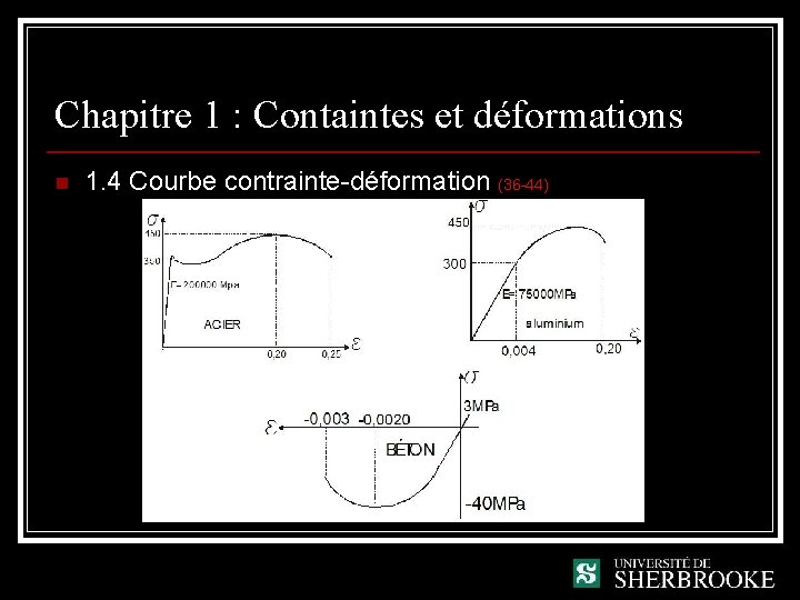 Chapitre 1 : Containtes et déformations n 1. 4 Courbe contrainte-déformation (36 -44) 
