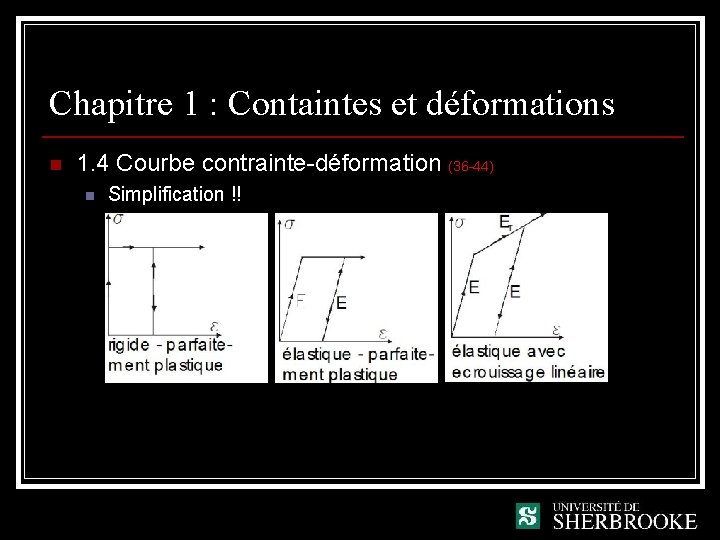 Chapitre 1 : Containtes et déformations n 1. 4 Courbe contrainte-déformation (36 -44) n