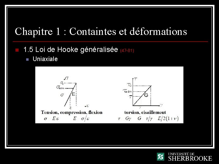 Chapitre 1 : Containtes et déformations n 1. 5 Loi de Hooke généralisée (47