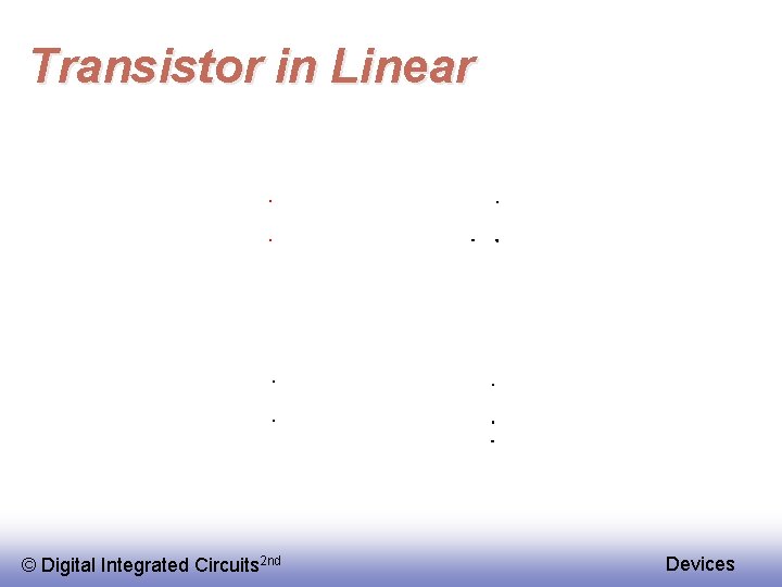 Transistor in Linear © Digital Integrated Circuits 2 nd Devices 