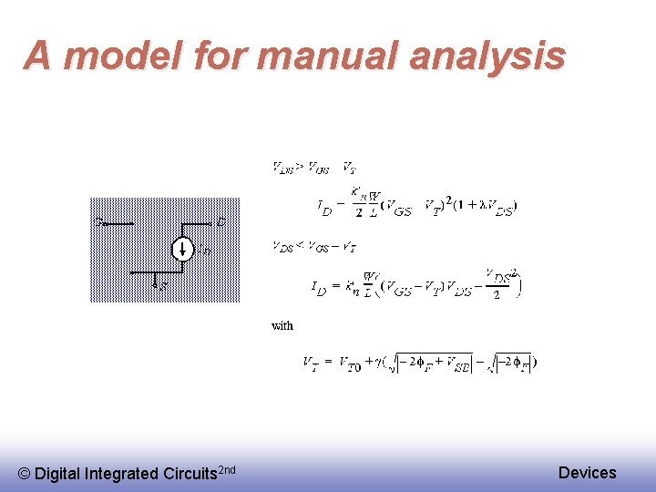 A model for manual analysis © Digital Integrated Circuits 2 nd Devices 